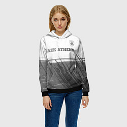 Толстовка-худи женская AEK Athens - white gradient посередине, цвет: 3D-черный — фото 2