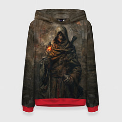 Толстовка-худи женская Бродячий воин-скелет, цвет: 3D-красный