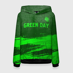 Толстовка-худи женская Green Day - green gradient посередине, цвет: 3D-черный