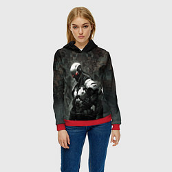 Толстовка-худи женская Боевой кибернетический андроид, цвет: 3D-красный — фото 2