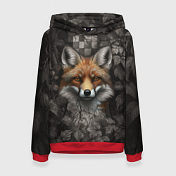 Толстовка-худи женская Внимательный лис, цвет: 3D-красный