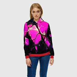 Толстовка-худи женская Розовые пятна в текстуре, цвет: 3D-красный — фото 2