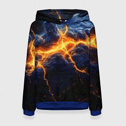 Толстовка-худи женская Молнии в разбитом небе, цвет: 3D-синий