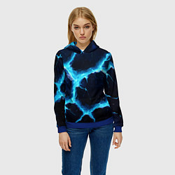 Толстовка-худи женская Голубая потертая текстура с разломом, цвет: 3D-синий — фото 2