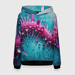Толстовка-худи женская Розовые кристаллы, цвет: 3D-черный