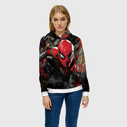 Толстовка-худи женская Человек-паук и красная краска, цвет: 3D-белый — фото 2