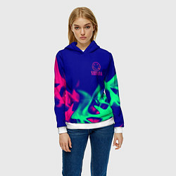 Толстовка-худи женская Nirvana fire neon, цвет: 3D-белый — фото 2