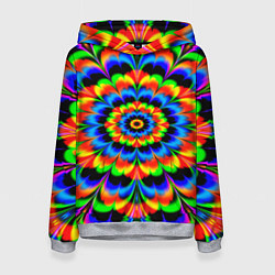 Толстовка-худи женская Оптические иллюзии психоделика, цвет: 3D-меланж