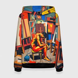 Толстовка-худи женская Художник в мастерской, цвет: 3D-черный