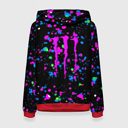 Толстовка-худи женская Monster energy неоновые краски, цвет: 3D-красный
