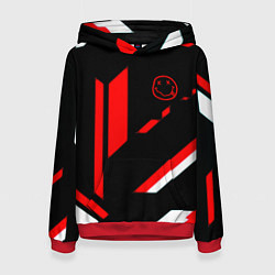 Толстовка-худи женская Nirvana текстура полосы, цвет: 3D-красный