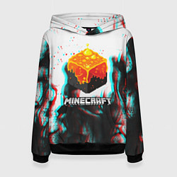 Толстовка-худи женская Minecraft glitch, цвет: 3D-черный