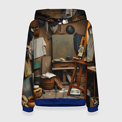 Толстовка-худи женская Мастерская художника, цвет: 3D-синий
