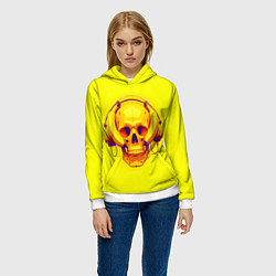 Толстовка-худи женская Yellow bananas skull - cyberpunk, цвет: 3D-белый — фото 2