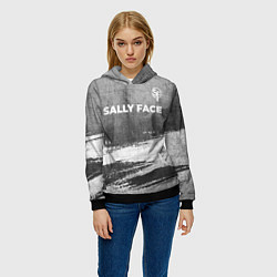 Толстовка-худи женская Sally Face - grey gradient посередине, цвет: 3D-черный — фото 2