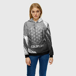 Толстовка-худи женская Coldplay - grey gradient, цвет: 3D-черный — фото 2