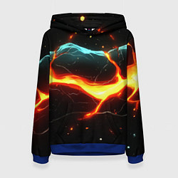 Толстовка-худи женская Лава в черной текстуре, цвет: 3D-синий