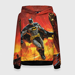 Толстовка-худи женская Бэтмен застыл в воздухе, цвет: 3D-черный