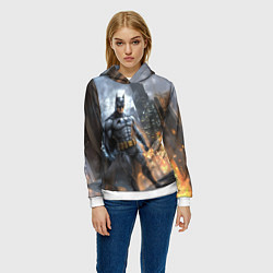 Толстовка-худи женская Бэтмен - старый стиль, цвет: 3D-белый — фото 2