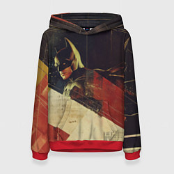 Толстовка-худи женская Бэтмен ретро стиль, цвет: 3D-красный