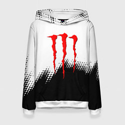 Толстовка-худи женская Monster energy чёрно белые краски, цвет: 3D-белый