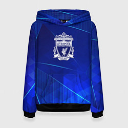 Толстовка-худи женская Liverpool blue poly, цвет: 3D-черный
