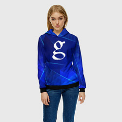 Толстовка-худи женская Garbage blue poly, цвет: 3D-черный — фото 2
