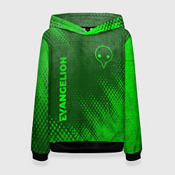 Толстовка-худи женская Evangelion - green gradient вертикально, цвет: 3D-черный