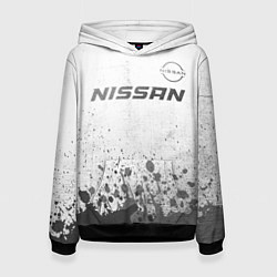 Толстовка-худи женская Nissan - white gradient посередине, цвет: 3D-черный