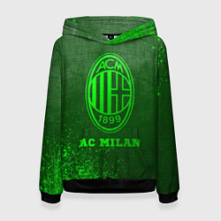 Толстовка-худи женская AC Milan - green gradient, цвет: 3D-черный