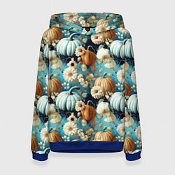 Толстовка-худи женская Маленькие тыковки, цвет: 3D-синий
