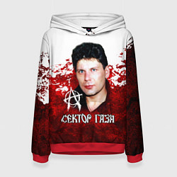 Толстовка-худи женская Юрий Хой бело-красный фон, цвет: 3D-красный