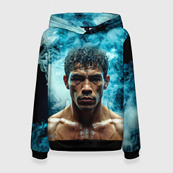 Толстовка-худи женская Артуро Гатти в дыму, цвет: 3D-черный