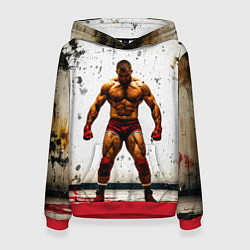 Толстовка-худи женская Реслер на белом, цвет: 3D-красный