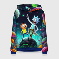 Толстовка-худи женская Рик и Морти на планете сказочных грибов, цвет: 3D-синий
