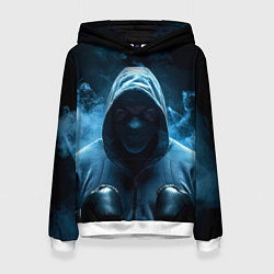 Толстовка-худи женская Боксер в дыму, цвет: 3D-белый