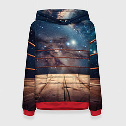 Толстовка-худи женская Космический ринг, цвет: 3D-красный