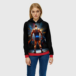 Толстовка-худи женская Греко-римский борец на черном, цвет: 3D-красный — фото 2