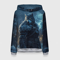 Толстовка-худи женская Волк в доспехах, цвет: 3D-меланж