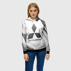 Толстовка-худи женская Mitsubishi - white gradient, цвет: 3D-черный — фото 2
