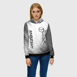 Толстовка-худи женская Mazda - white gradient вертикально, цвет: 3D-черный — фото 2