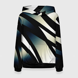 Толстовка-худи женская Чёрно-белый с синим затемнением полосы, цвет: 3D-черный