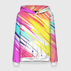 Толстовка-худи женская Брызги краски на белом фоне, цвет: 3D-белый