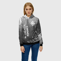 Толстовка-худи женская My Chemical Romance - grey gradient вертикально, цвет: 3D-черный — фото 2