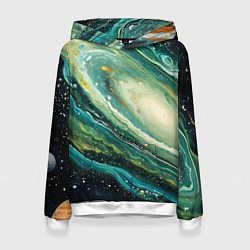 Толстовка-худи женская Зеленая вселенная, цвет: 3D-белый