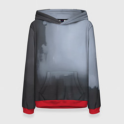 Толстовка-худи женская Абстракция с серым и черным, цвет: 3D-красный