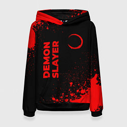 Толстовка-худи женская Demon Slayer - red gradient вертикально, цвет: 3D-черный