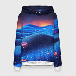 Толстовка-худи женская Синяя дюна - текстура, цвет: 3D-белый