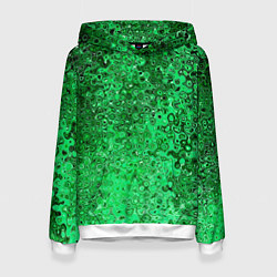 Толстовка-худи женская Зелёный малахит абстрактная текстура, цвет: 3D-белый