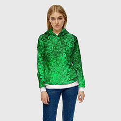 Толстовка-худи женская Зелёный малахит абстрактная текстура, цвет: 3D-белый — фото 2